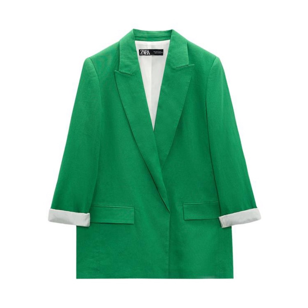 NWT | Zara - Linen Blend Cuff Blazer | Small